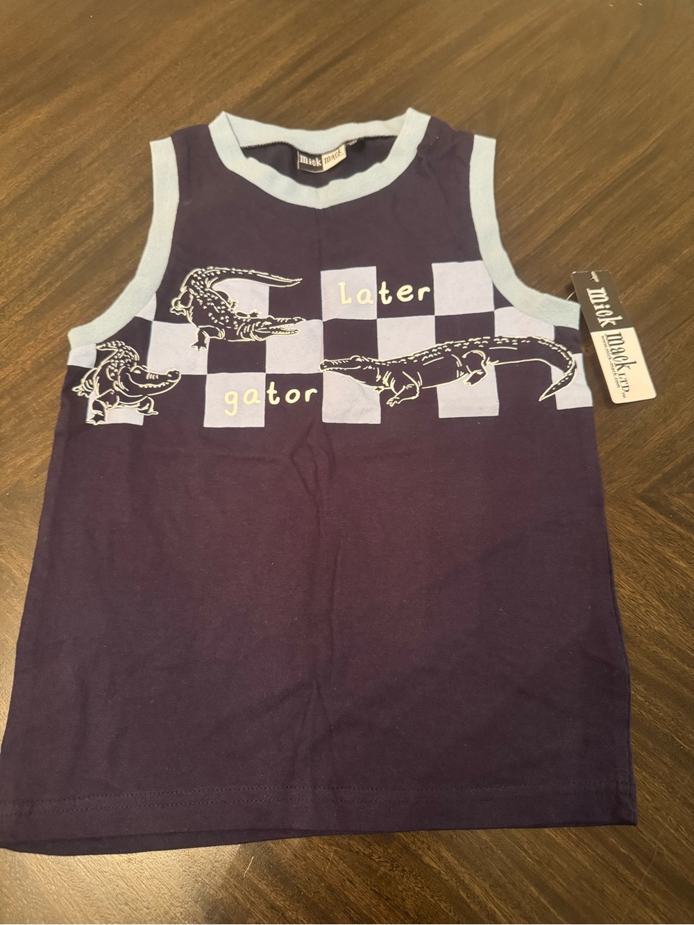 Othr Navy Tank Top with Light Blue Trim and Alligator Graphic